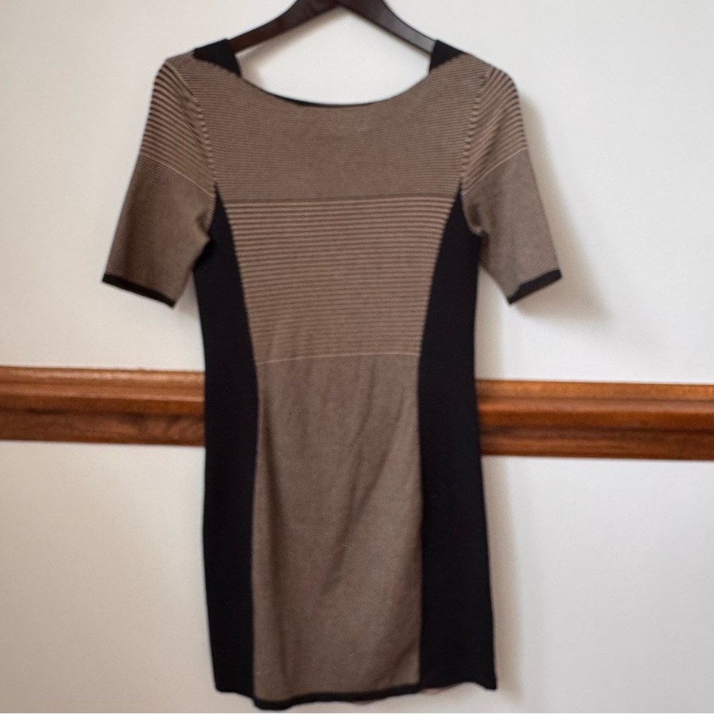 Rag & Bone Tan and Black Short Sleeve Knit Dress